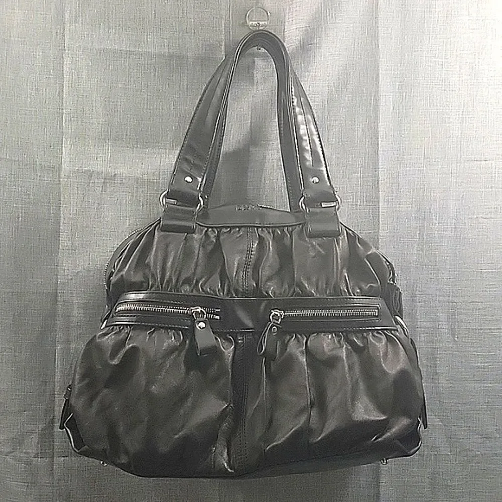 Desmo Made in Italy black Soft leather Shoulder Bag, Slouch Hobo Silver Hardware